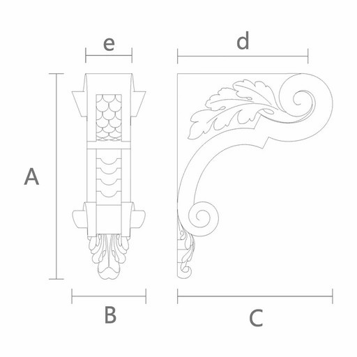 Decorative corbel with fish scales