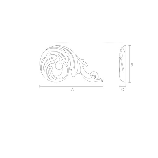 Solid wood furniture and interior Acanthus applique, Right