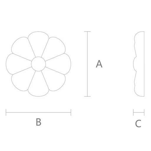 UNFINISHED SMALL FLOWER ROUNDED ROSETTE FROM OAK