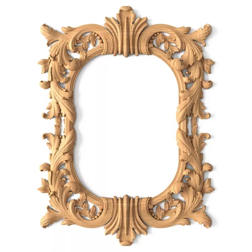 ANTIQUE WALL FRAME MIRROR WITH ACANTHUS LEAVES FROM SOLID WOOD