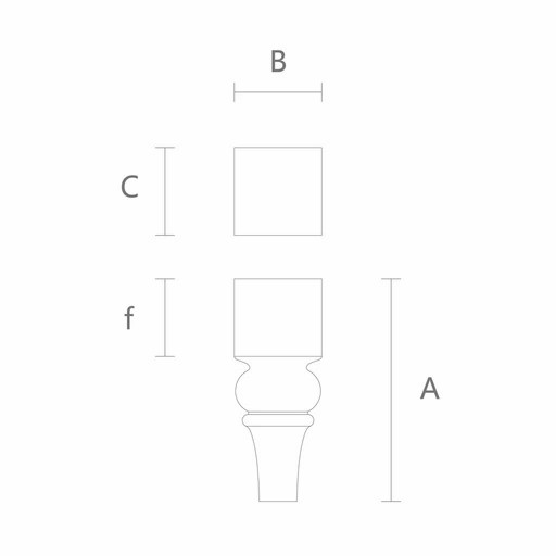 Square tapered furniture feet with round middle (1 PC)