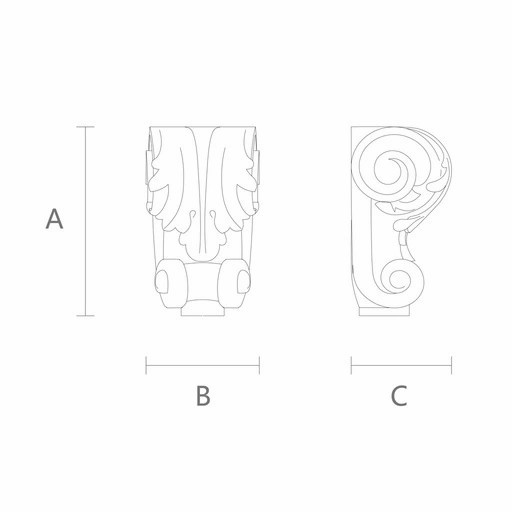 Small furniture feet with acanthus leaf antique (1 PC)
