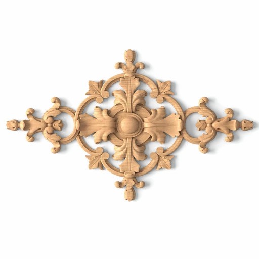 Openwork oak decorative onlay with flower buds