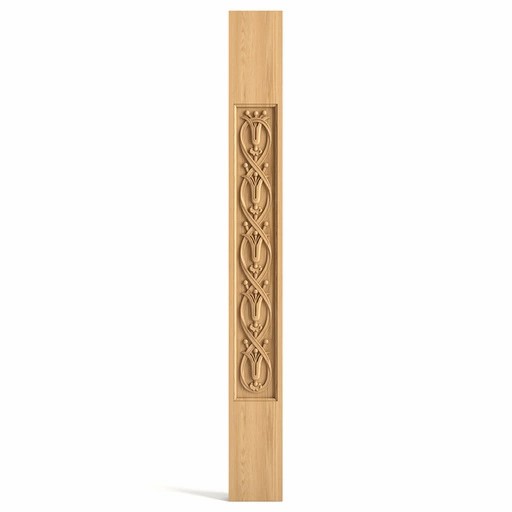 WOOD BALUSTERS WITH LILIES RECTANGULAR ART NOUVEAU STYLE