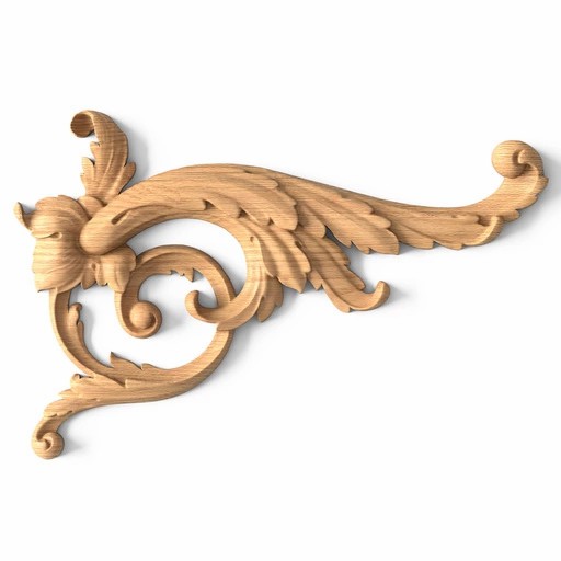 Baroque-style beech corner furniture applique, Left