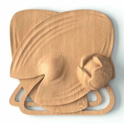 ART NOUVEAU WOODEN ROSETTE WATER LILY, RIGHT