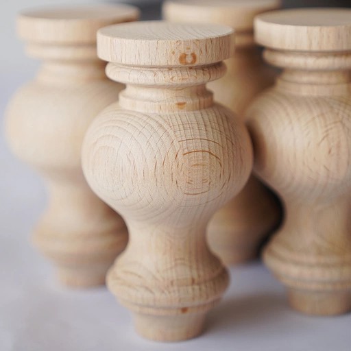 Round furniture legs wooden Midcentury style (1 PC)
