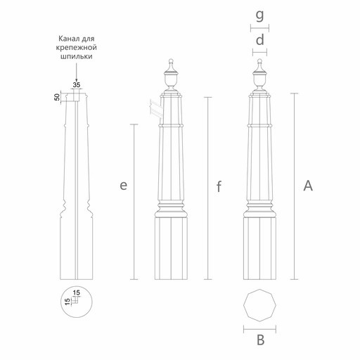 HEXAGONAL NEWEL POST WITH FINIAL