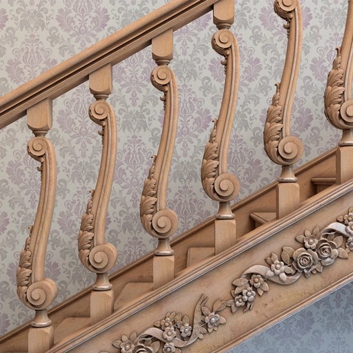 CURVED BAROQUE STYLE WOODEN STAIRCASE BALUSTER