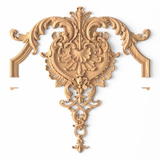 LARGE WOODEN ANTIQUE-STYLE DROP ONLAY WITH ACANTHUS LEAVES