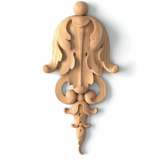Unfinished carved drop onlay with bellflowers from wood