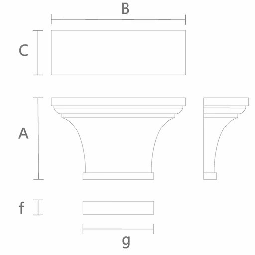 Neoclassical style flat capital for doors from beech