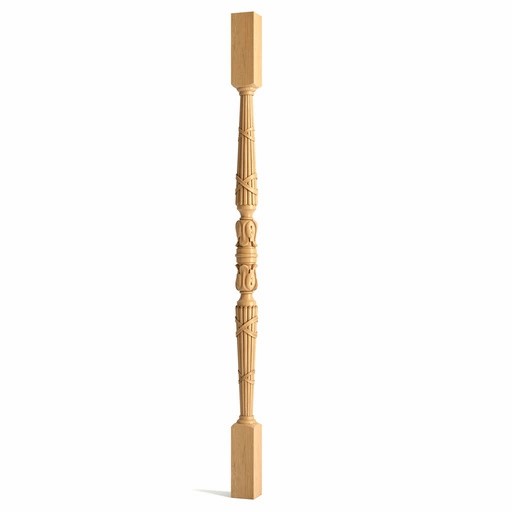 FLUTED CLASSIC STYLE OAK STAIR BALUSTER WITH RIBBONS