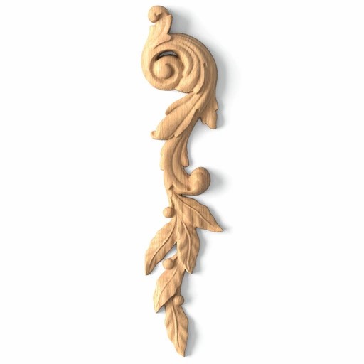 Decorative solid wood drop onlay Laurel branch, Right