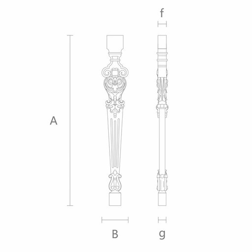 RENAISSANCE CARVED STAIR BALUSTERS WITH SCROLLS AND ACANTHUS LEAVES