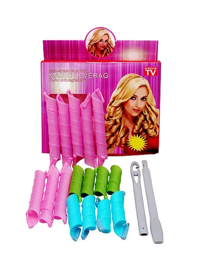 Magic Leverag Curlers Hair Rollers Pink/Green/Blue