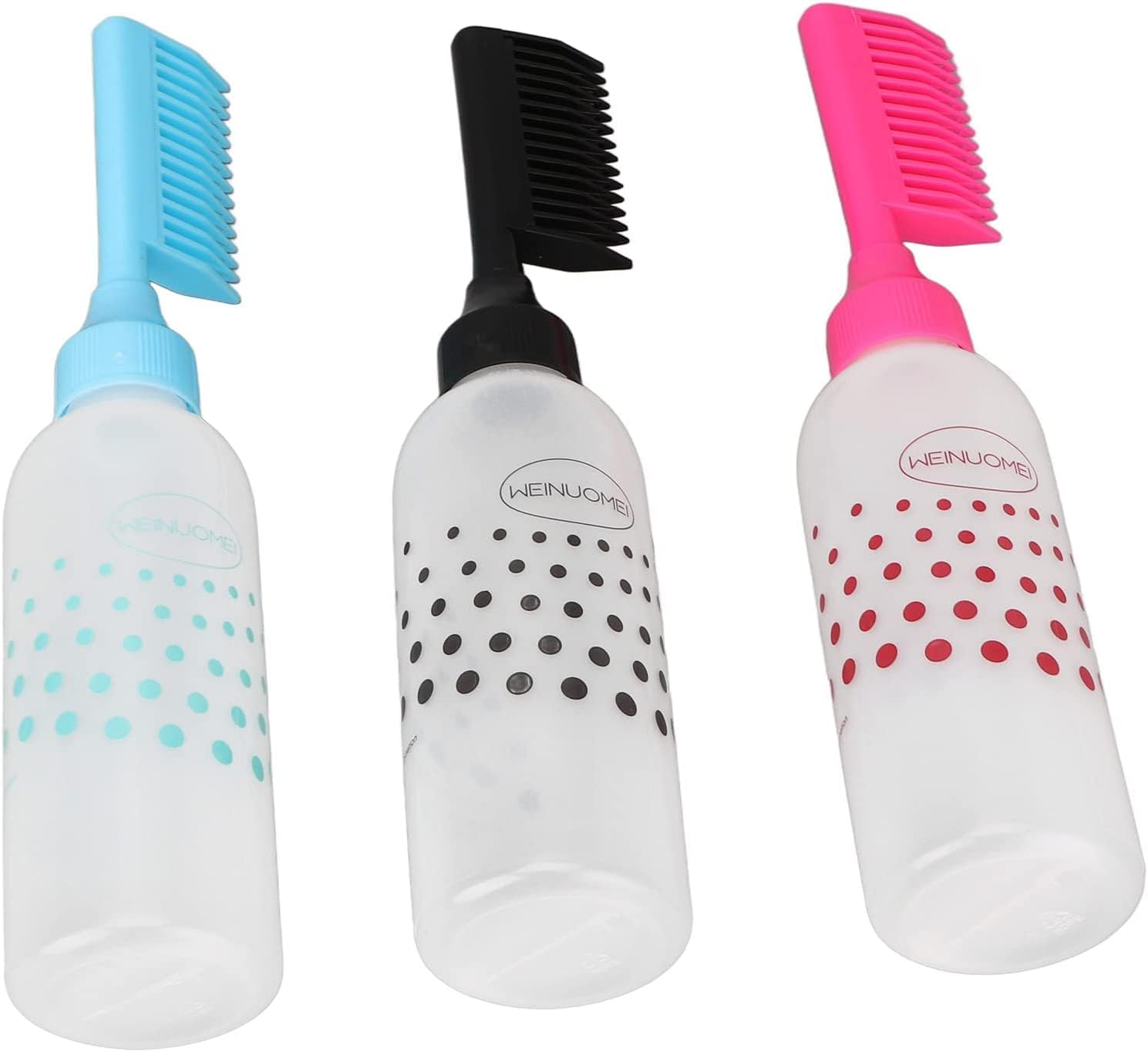 3 قطع من زجاجات توزيع الشعر المشط، زجاجة بلاستيكية شفافة بتصميم مريح جدا جدا لتلوين الشعر والشامبو